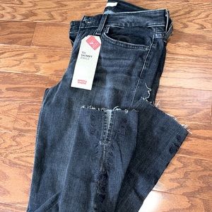 Embroidered Skinny Ankle Mid Rise Denim Pants